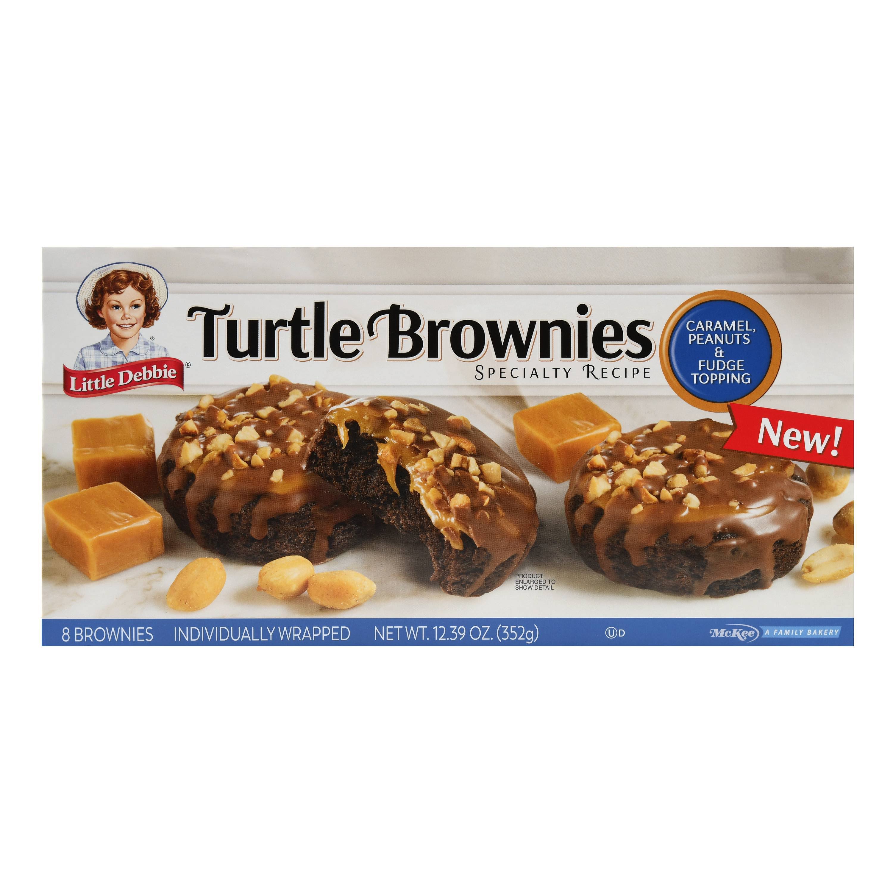 Little Debbie Turtle Brownies, Specialty Recipe, Caramel, Peanuts & Fudge Topping - 8 brownies, 12.68 oz