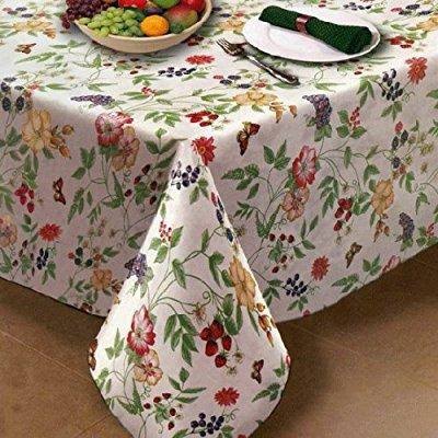 Enchanted Garden Flannel Backed Vinyl Tablecloth Indoor Outdoor 150cm x 210cm Oblong (Rectangle) | Best Price Guarantee | Delivery Guaranteed