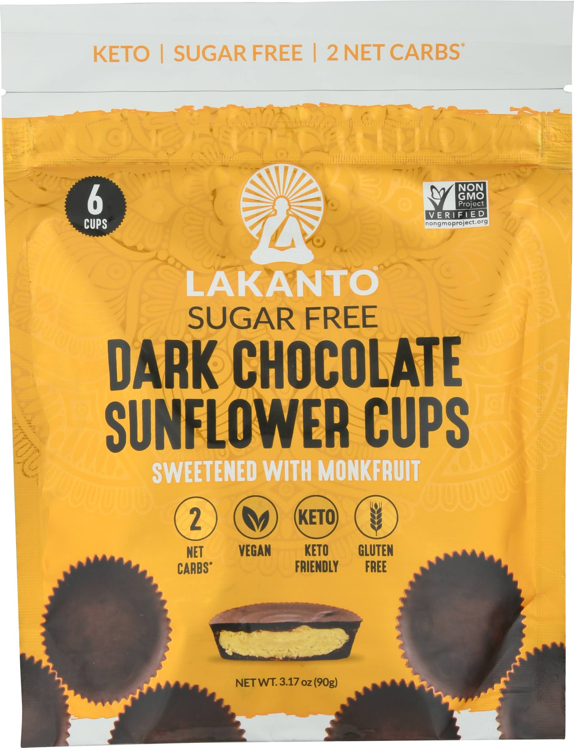 Lakanto Dark Chocolate Sunflower Butter Cups Sugar Free -- 3.17 oz