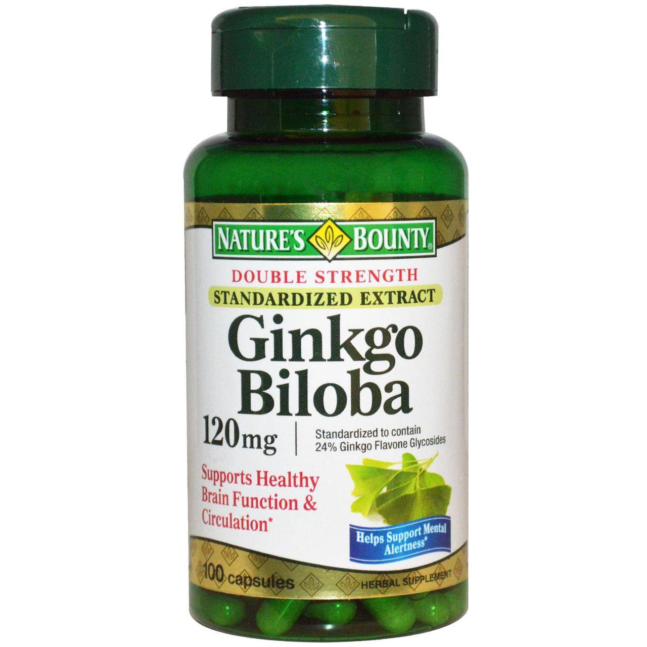 Nature's Bounty Double Strength Ginkgo Biloba Capsules - 120mg, 100 Pack