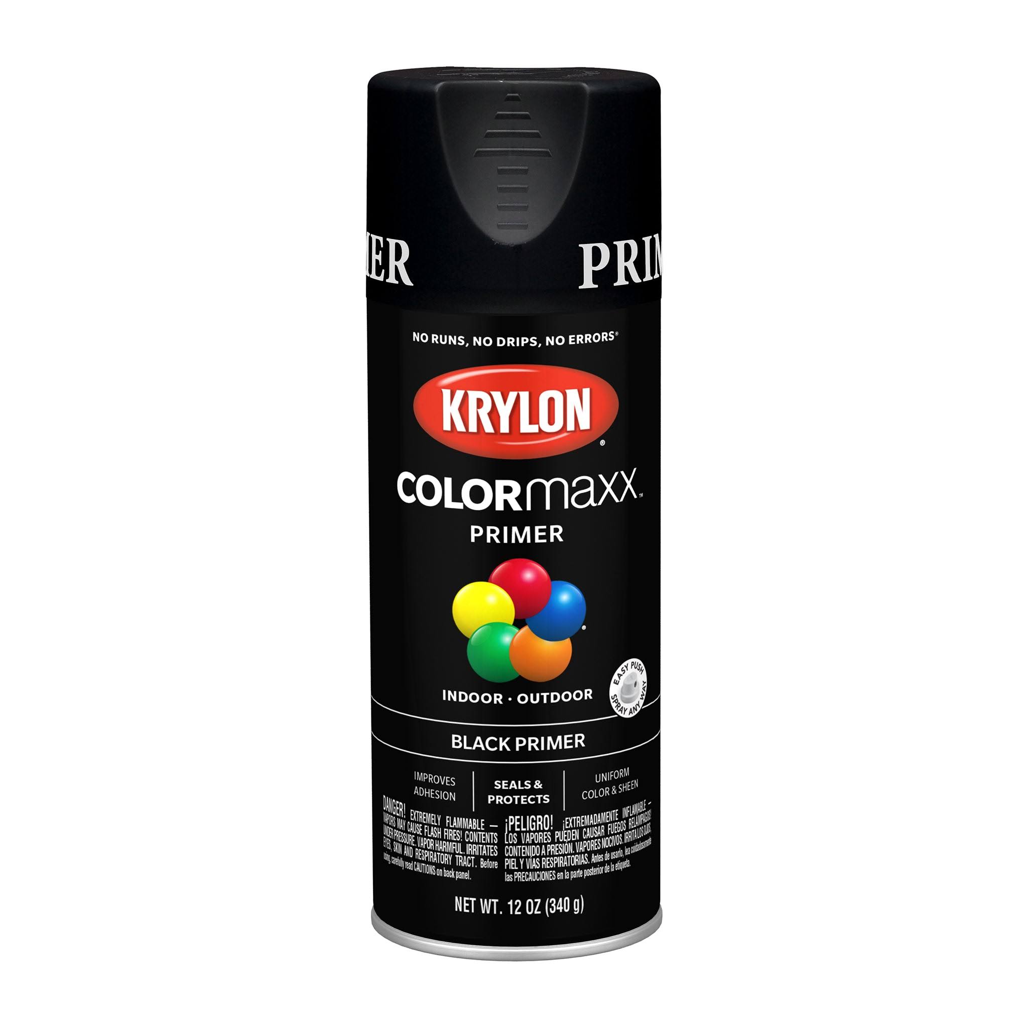 Krylon Color Maxx Spray Paint and Primer - Black Primer, 12oz