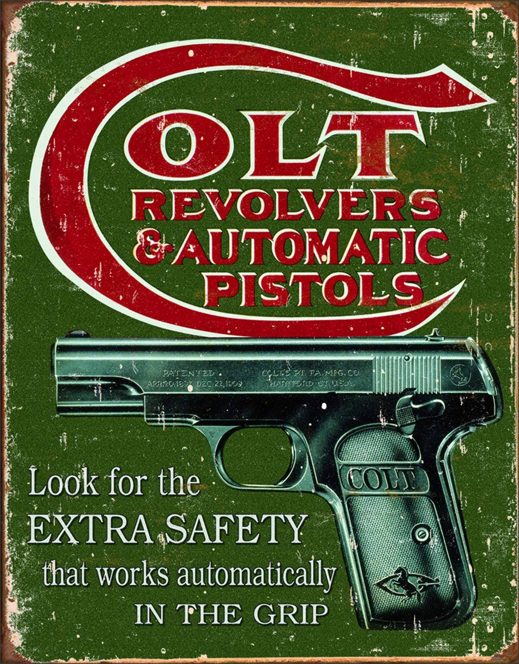 Desperate Enterprises Colt Extra Safety Tin Sign - 12" x 16", Multi-colored