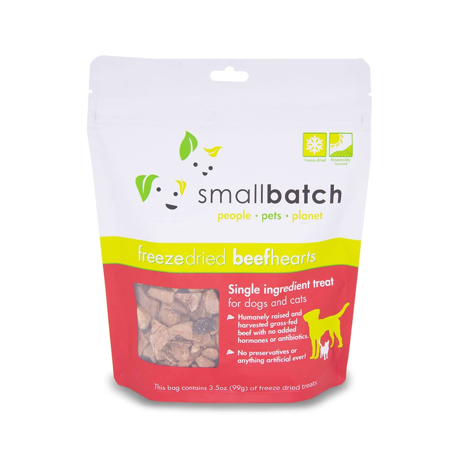 Smallbatch Pets Premium Freeze-Dried Beef Heart Treats for Dogs and Cats 3.5 oz Made and Sourced in The USA Single Ingredient Humanely Raise Meat