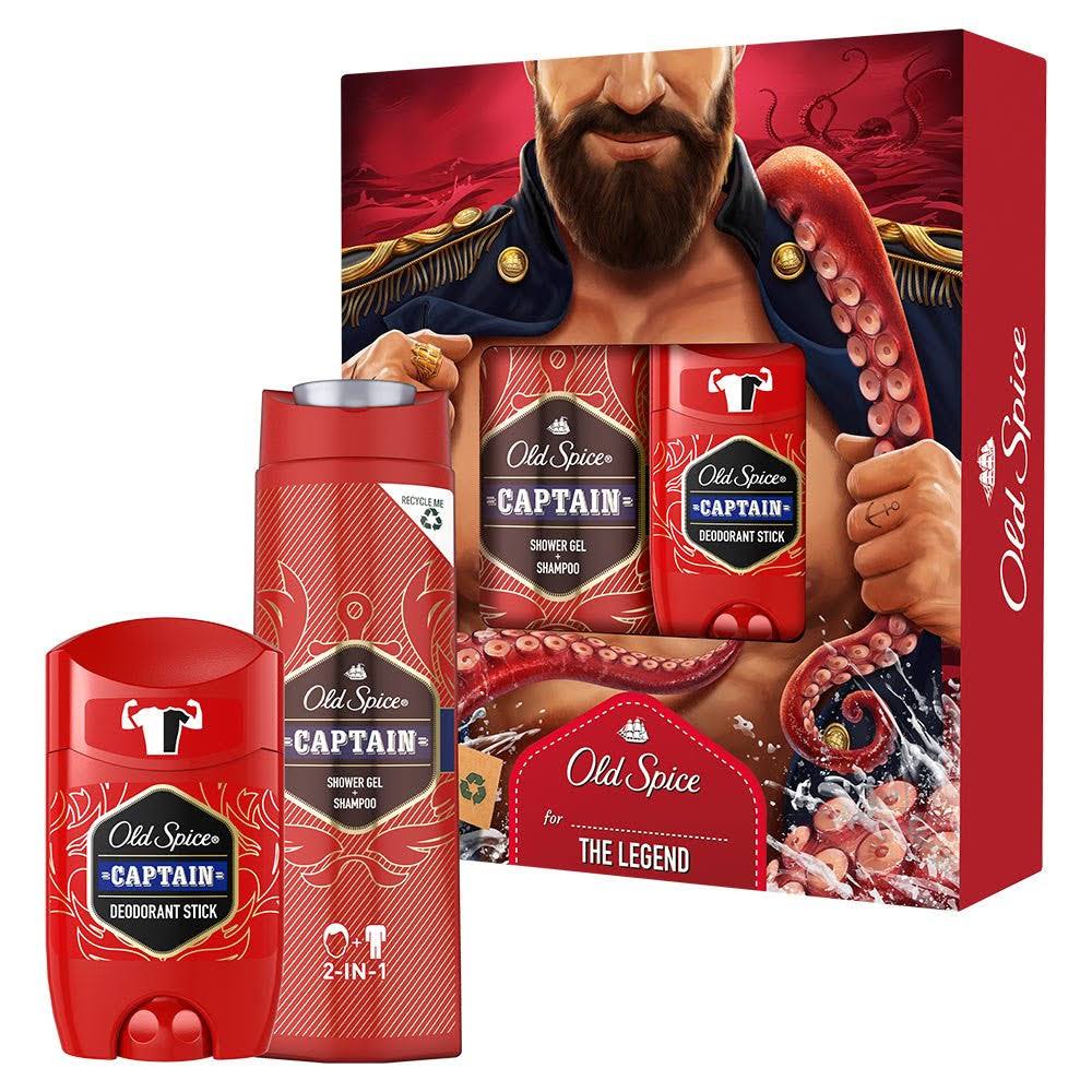 Old Spice Dark Captain Gift Set For Men Deodorant Stick 50ml & Shower Gel 250ml