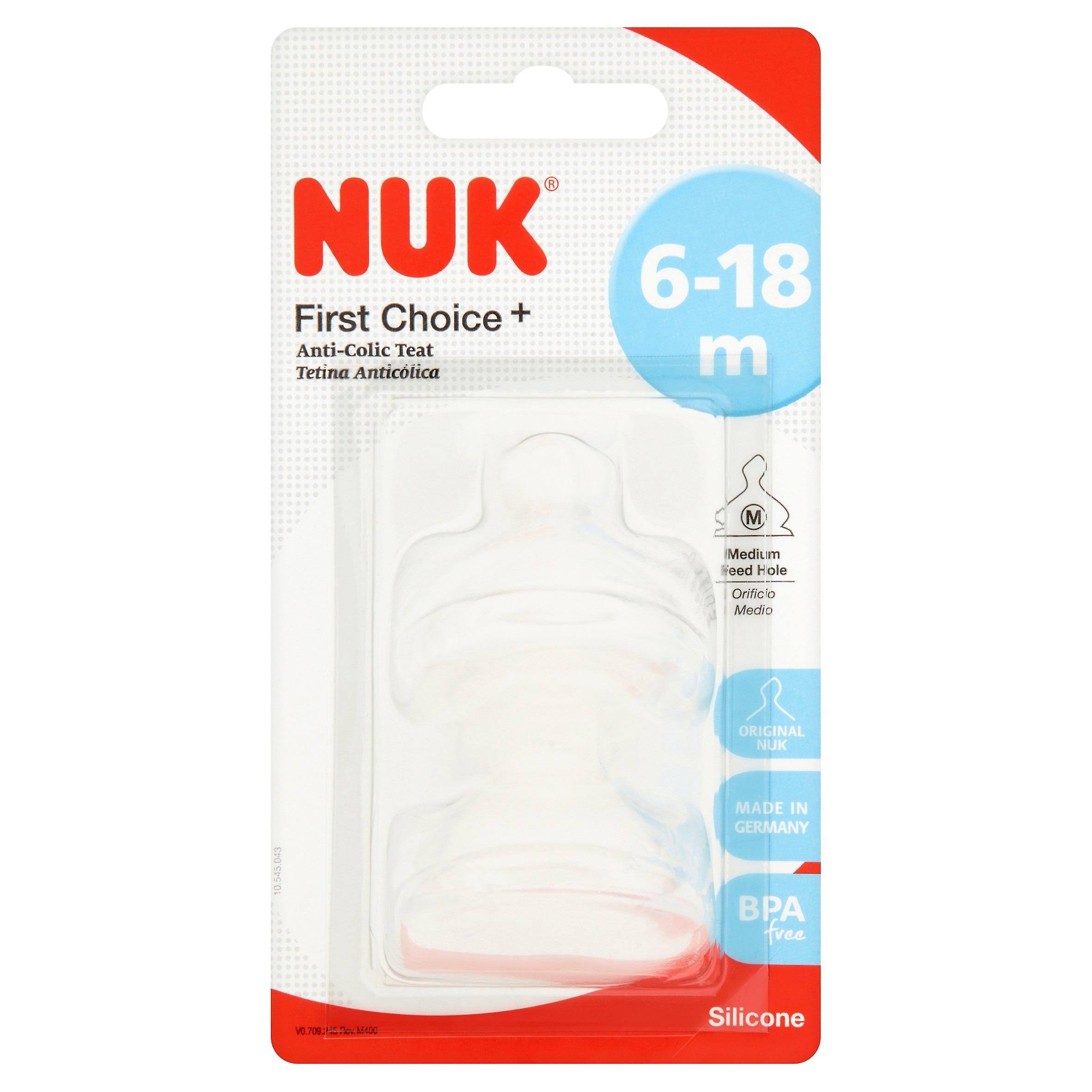 NUK First Choice + Silicone Teats - 2pcs, 6-18 Months