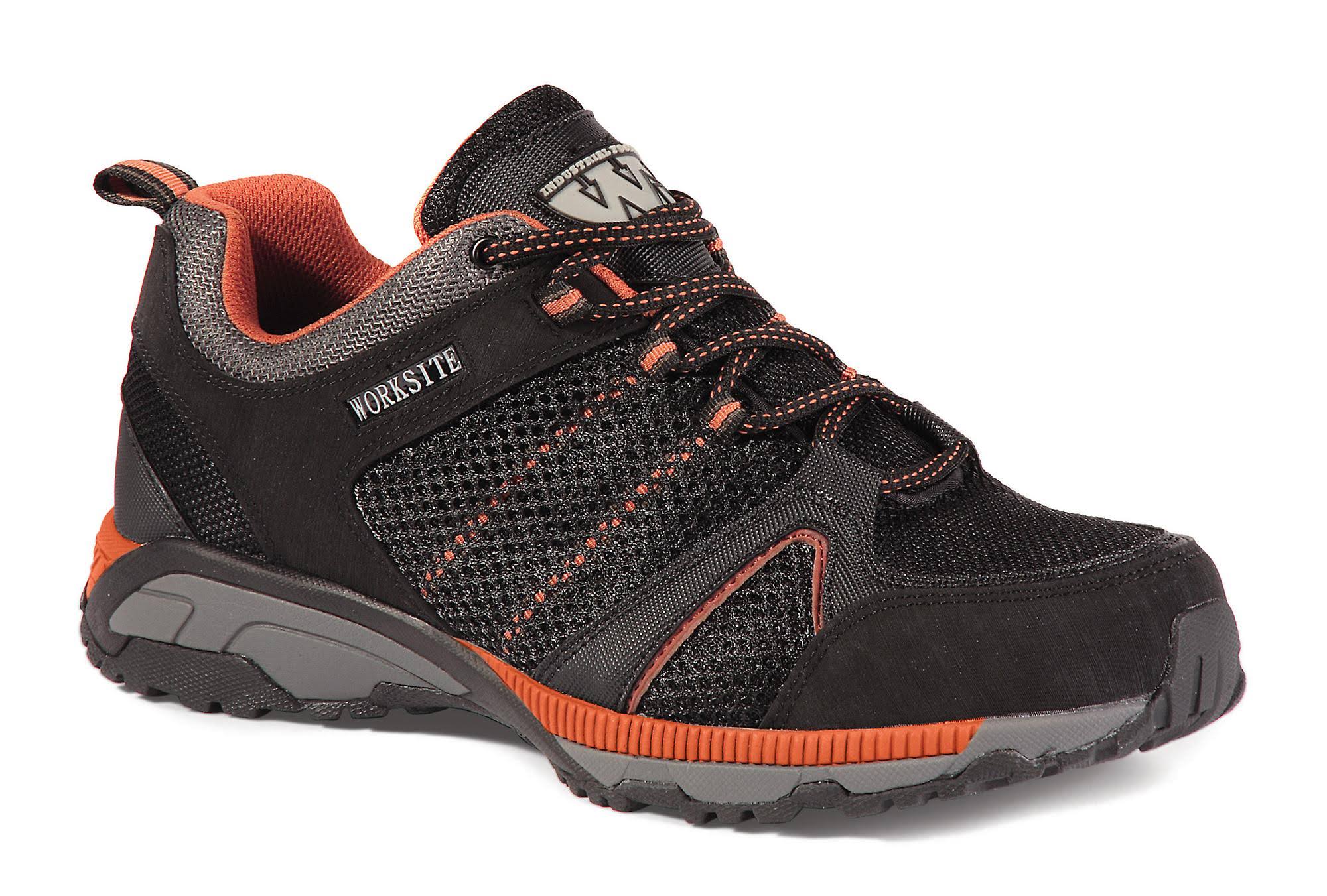 Worksite Men's Safety Trainer Shoes - Black and Orange, 10 UK