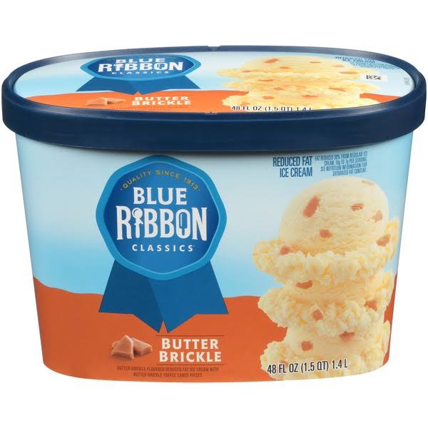 Blue Ribbon Classics Ice Cream, Reduced Fat, Butter Brickle - 48 fl oz