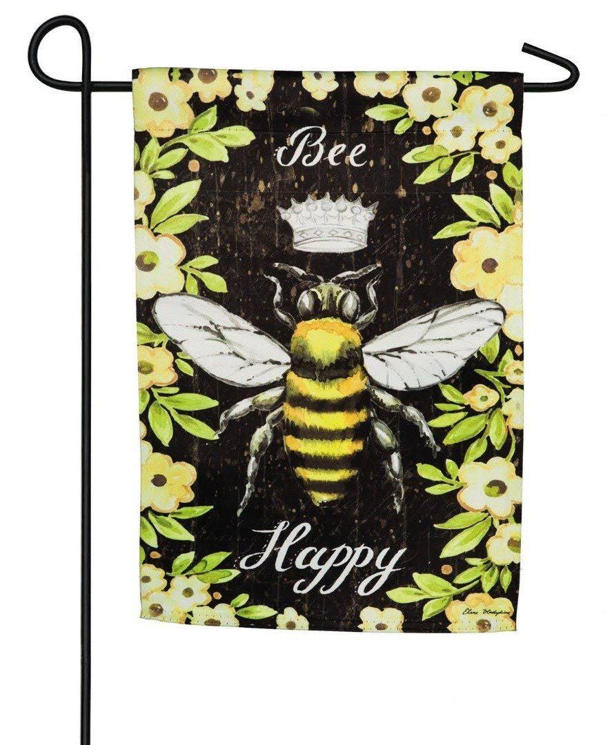 Evergreen Enterprises, Inc. Bee Happy Queen Bee 2-Sided Polyester 18 x 13 in. Garden Flag