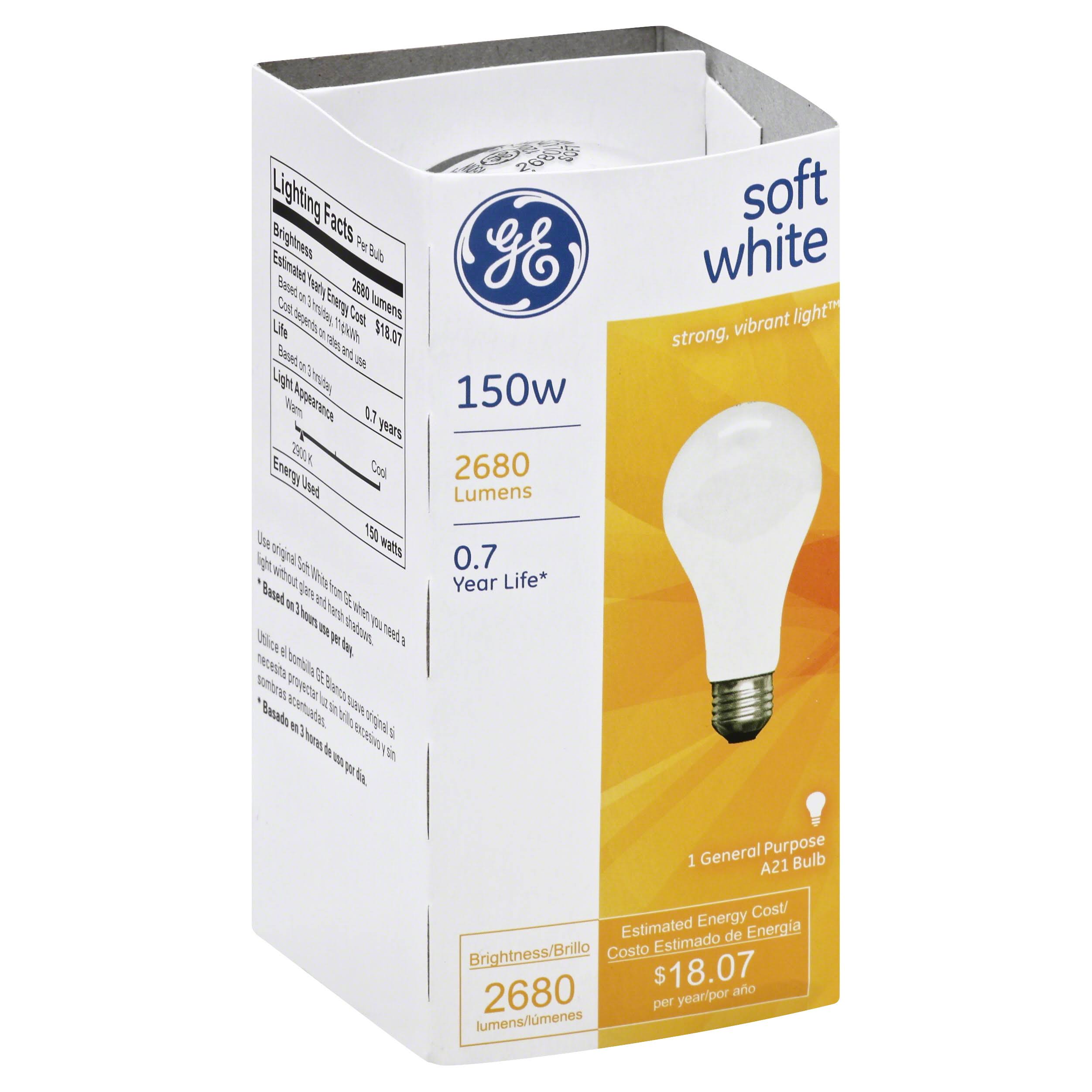 GE Incandescent Light Bulb - 150W, Soft White