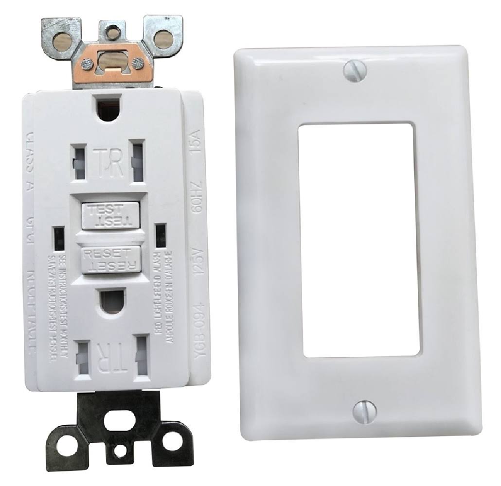 GENMAX GFCI Receptacle/Outlet 15 A White TR15WST