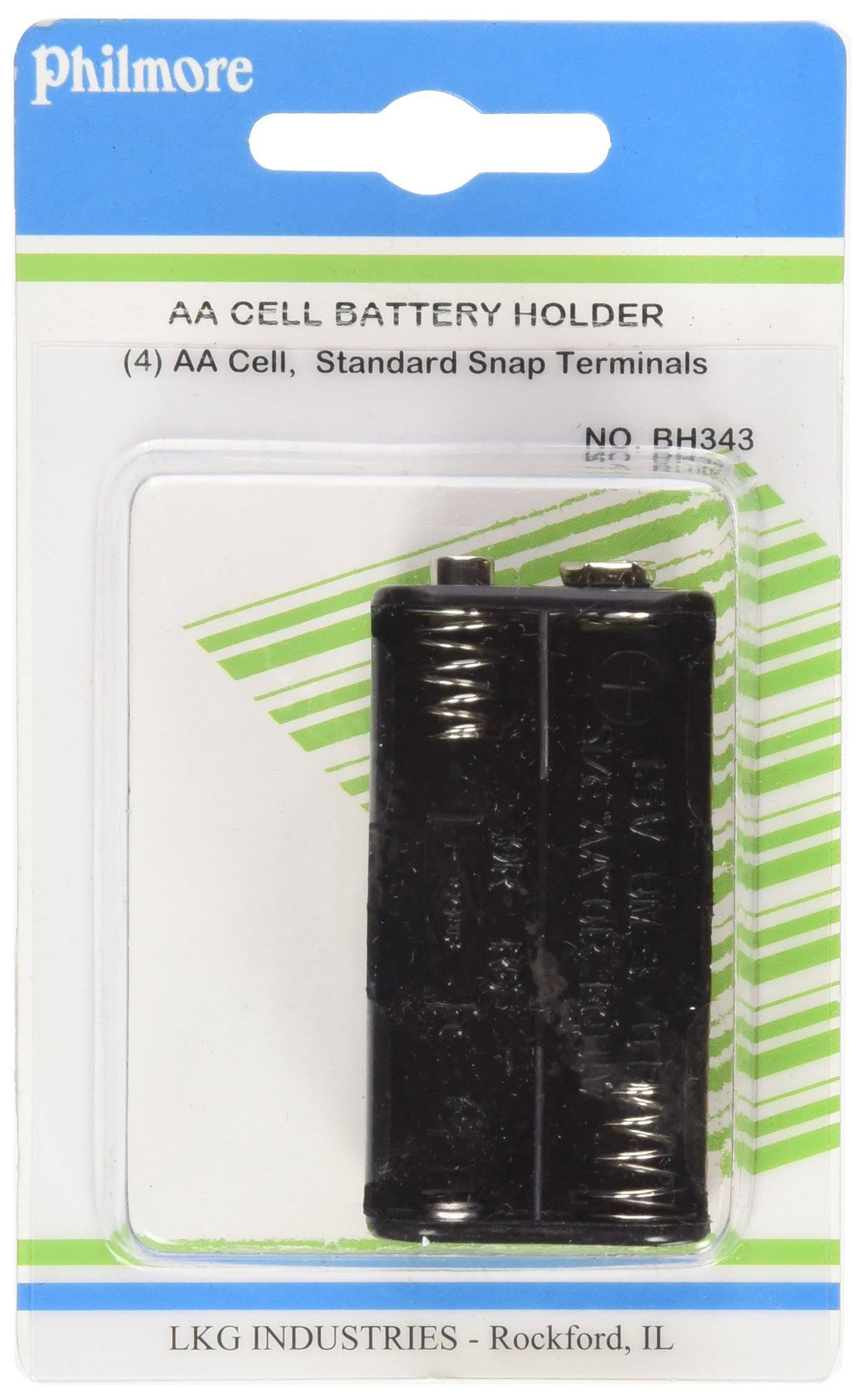 Philmore Battery Holder for 4 "AA" Cells with Snap Connector