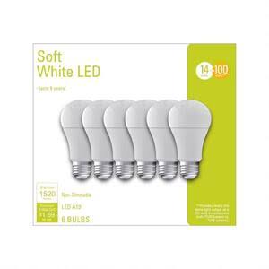 GE 93098309 LED Bulb LED A19 E26 (Medium) Soft White 100 Watt Equivalence Frosted