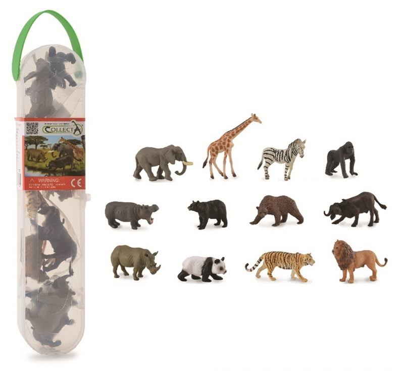 Collecta Box of Mini Wild Animals Animal Figure Toys Pack - 12pk
