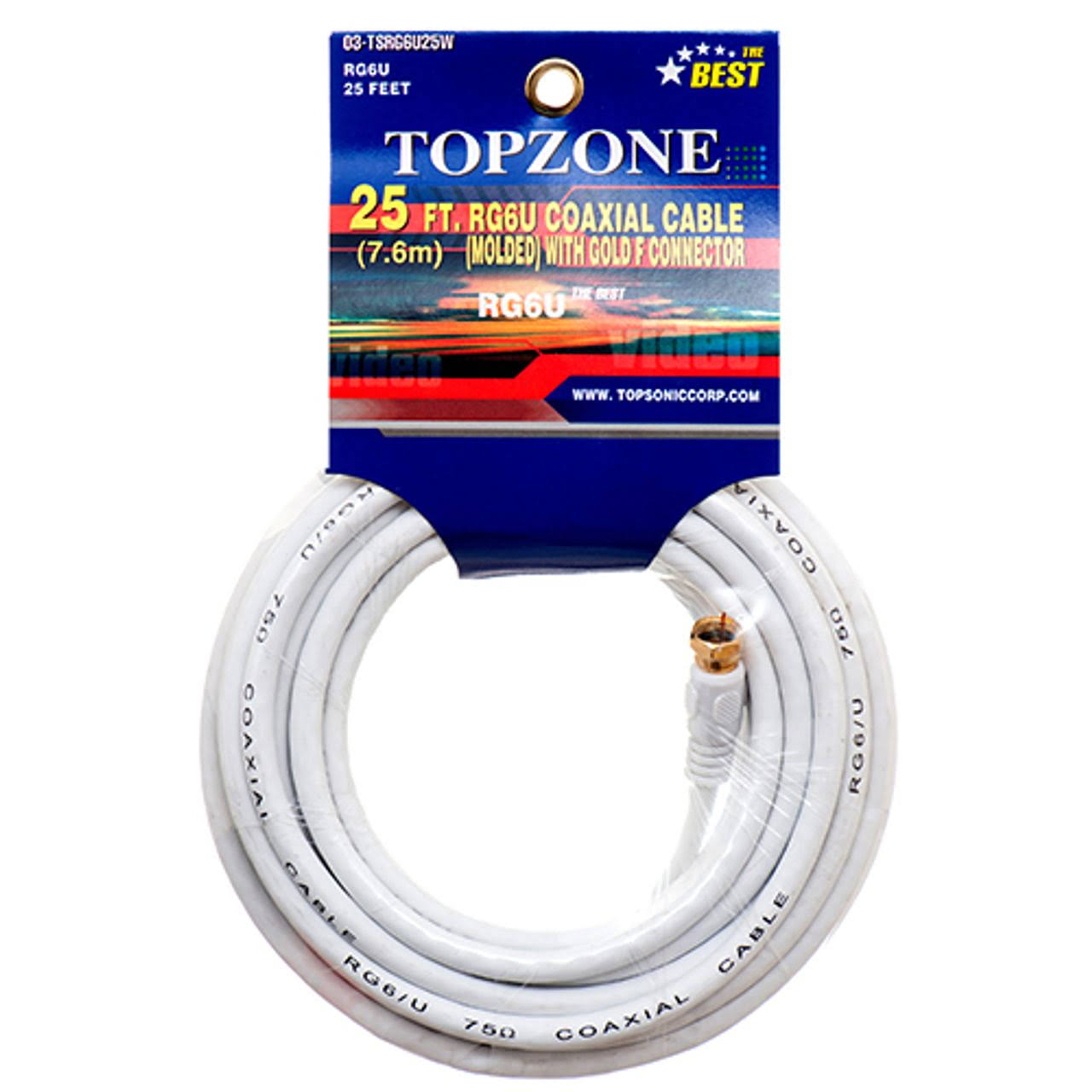 Coaxial Cable 25ft White #03-tsrg6u25w, Wholesale, Bulk (Pack of 12)