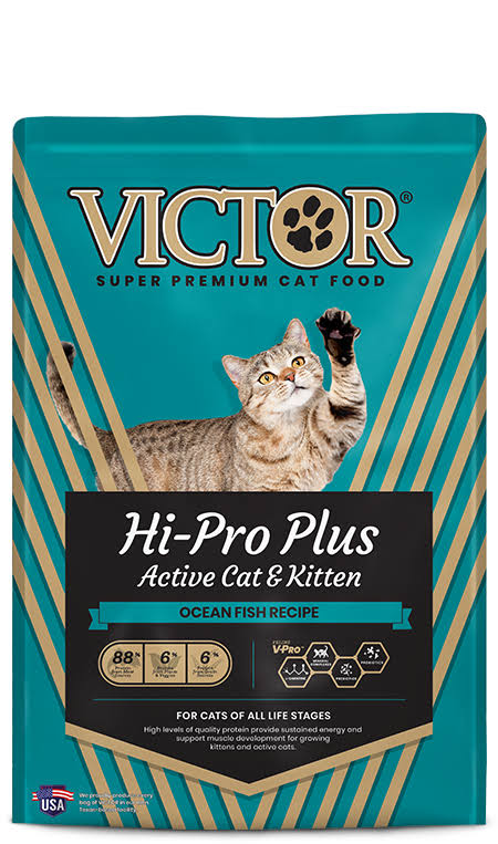 Victor Hi Pro Plus, Active Cat & Kitten, Dry Cat Food, 15 lb Bag