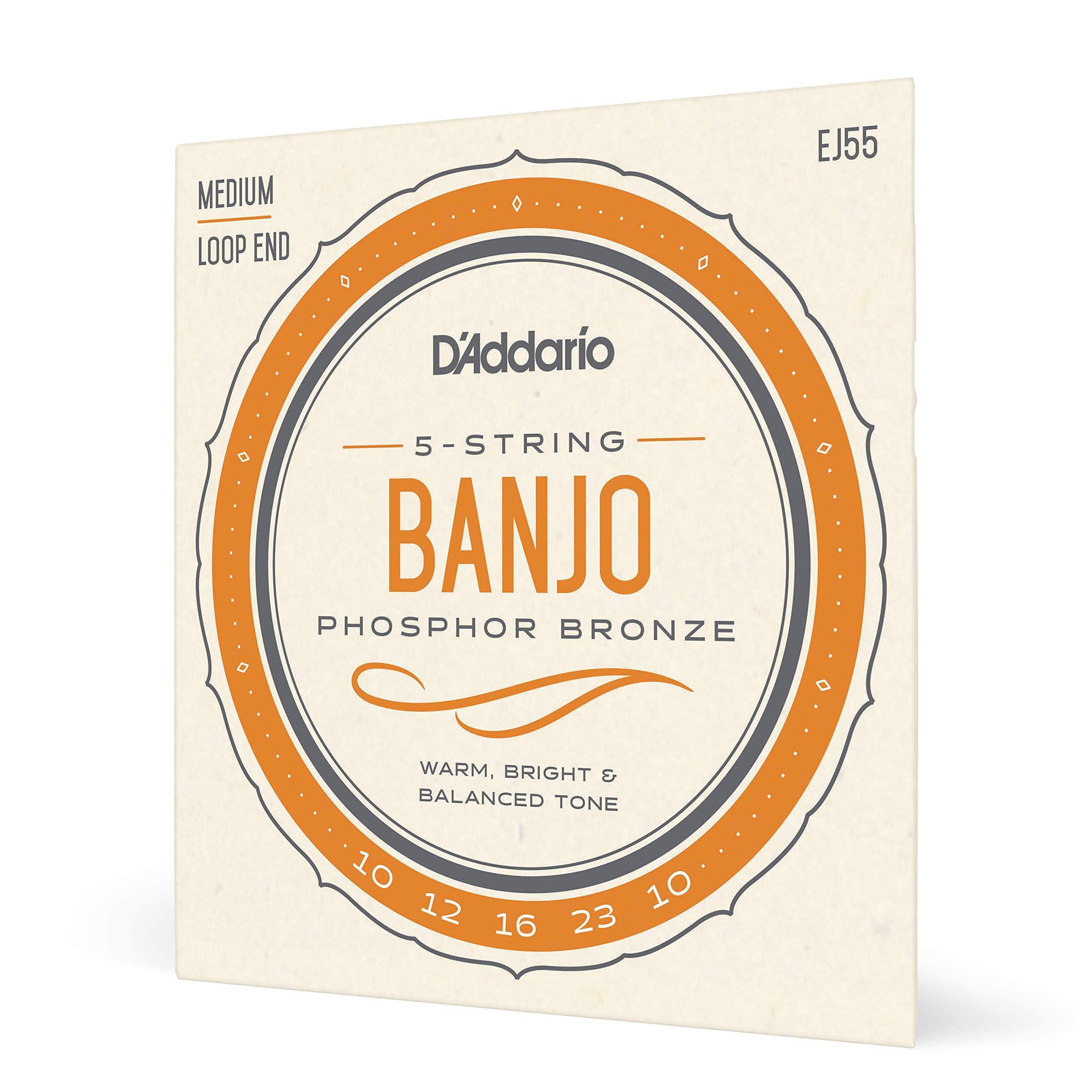 D'Addario EJ55 Banjo Strings - Medium, 10-23, Phosphor Bronze, 5 String