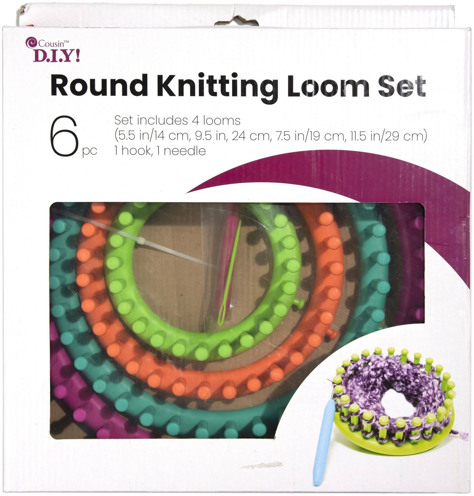 Cousin Easy Knitting Round Loom Kit 6/pkg-40000646