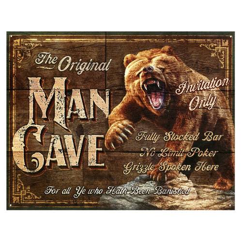 Man Cave Bear Tin Sign