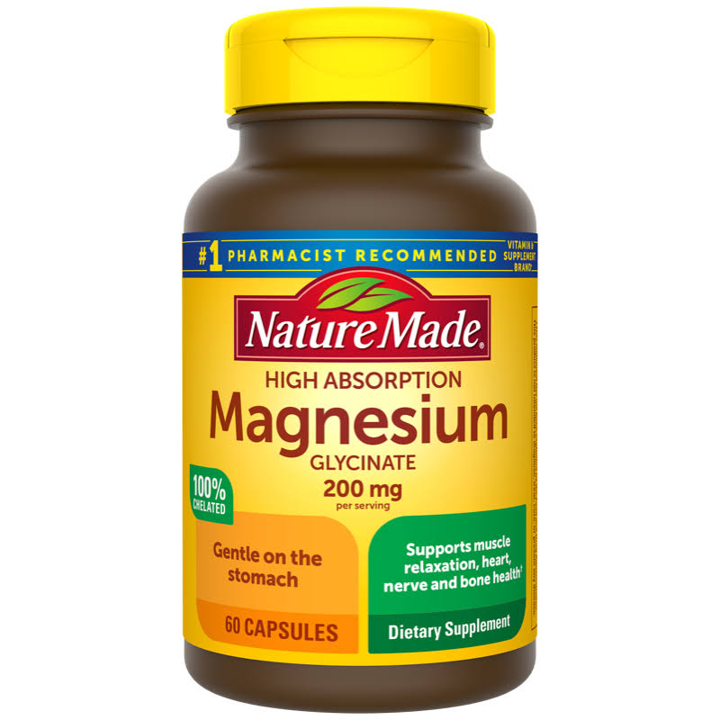 Nature Made Magnesium Glycinate, High Absorption, 200 mg, Capsules - 60 capsules