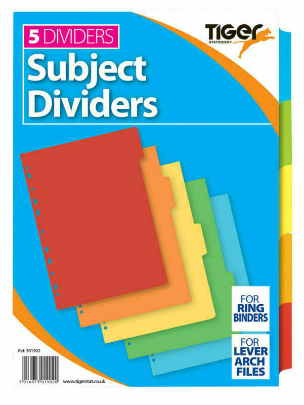 A4 Size 5 Multicoloured Card Subject Dividers Filing Organiser
