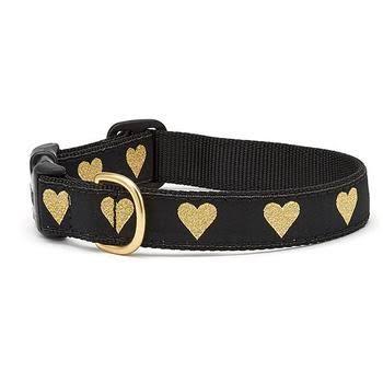 Heart of Gold Dog Collar by Up Country - Large - Wide 1”
