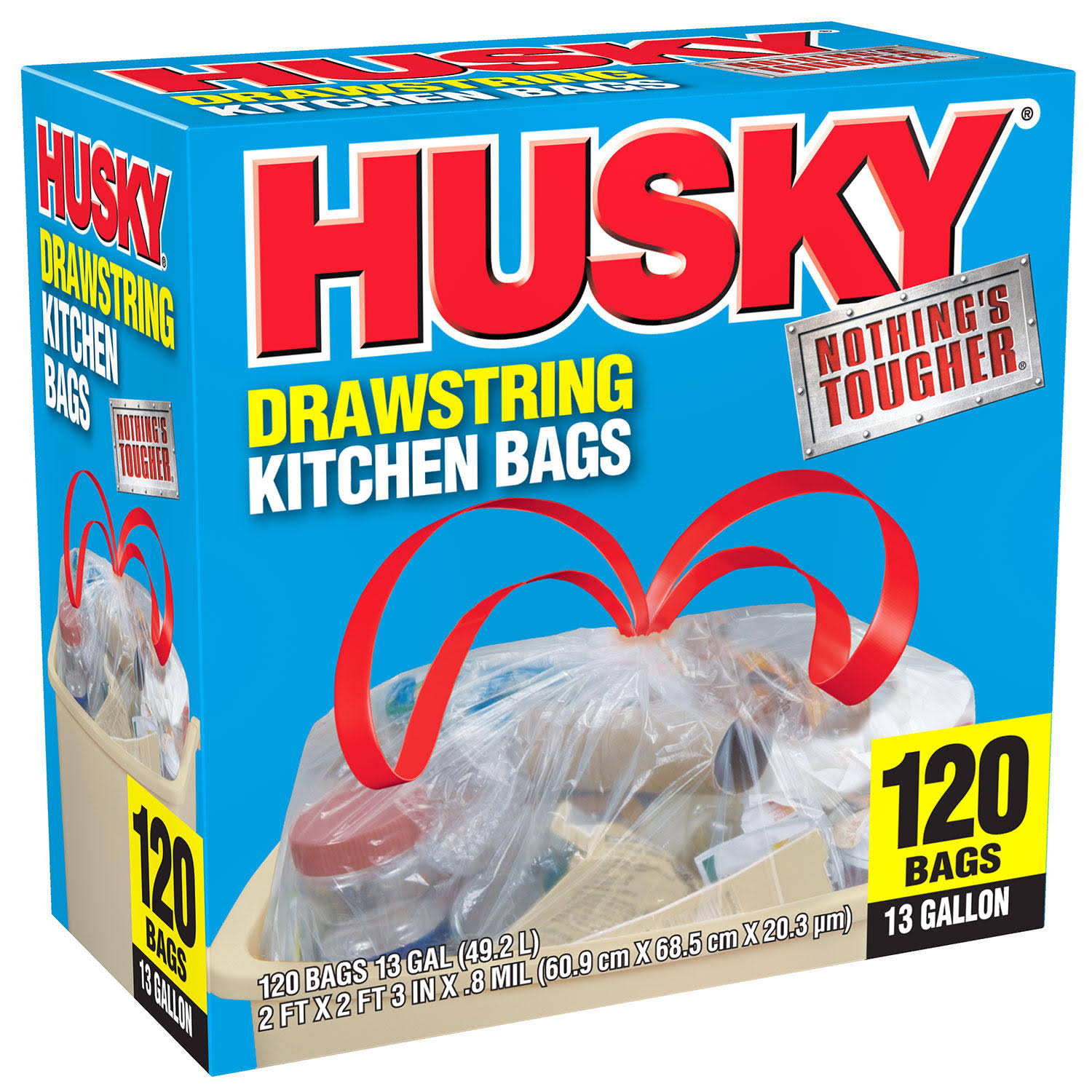 Poly America Husky Draw String Kitchen Bags - 120ct, 13gal