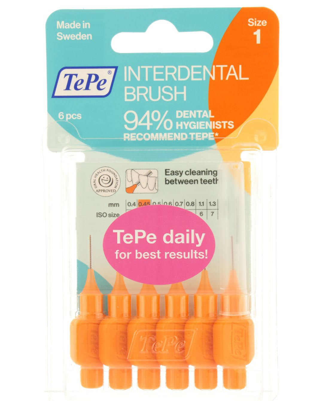 TePe Interdental Brushes 6 Brushes / Orange 0.45mm