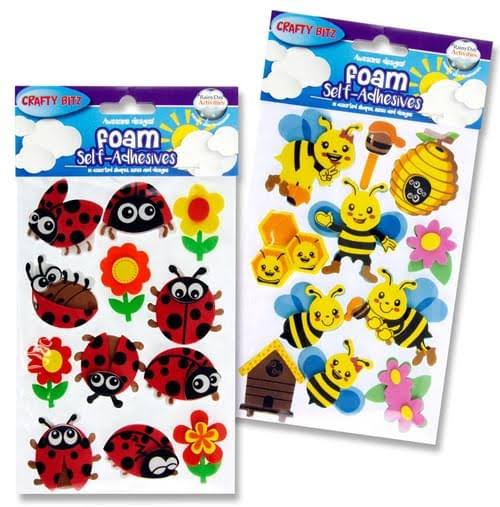 Pack of 2 ||Crafty Bitz 3D Foam Stickers - Ladybug & Bee