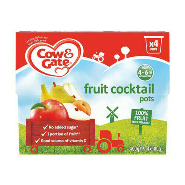 Cow & Gate Fruit Cocktail Fruit Puree Pots - 4ct, 100g
