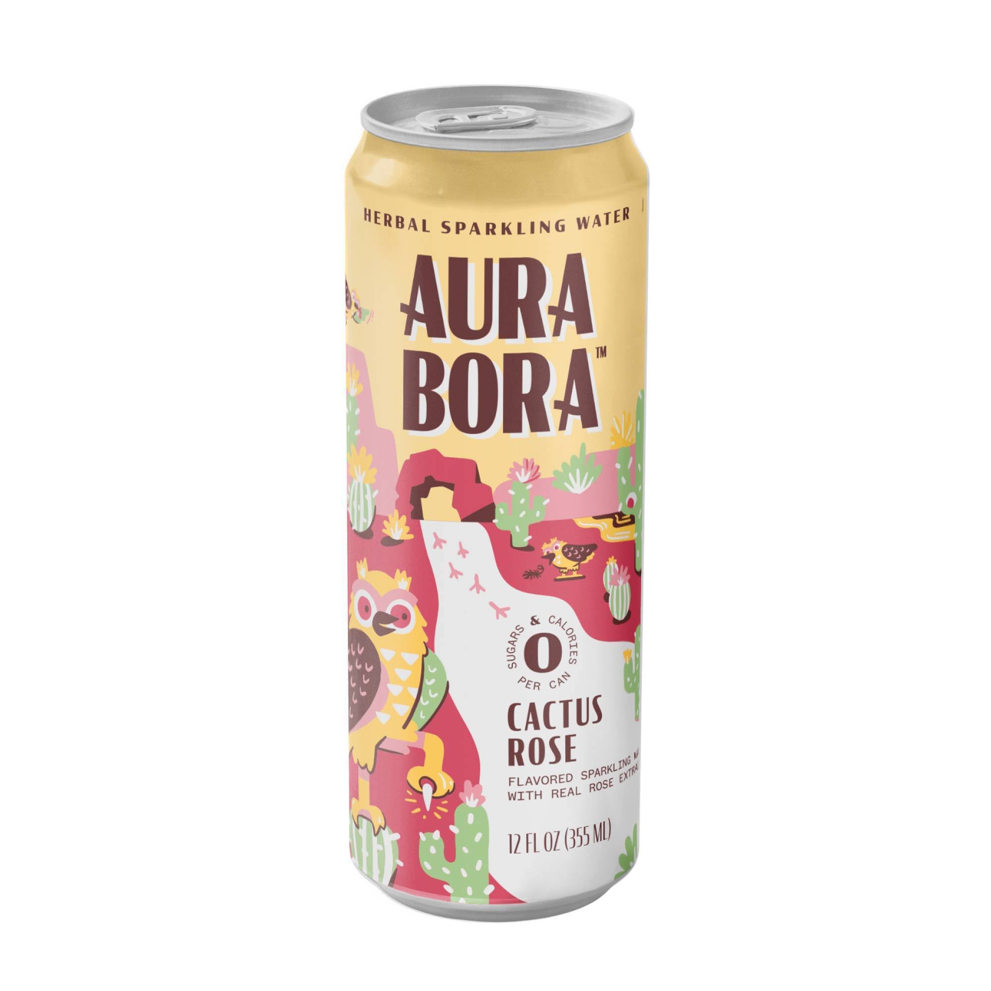 Aura Bora Sparkling Water, Herbal, Cactus Rose - 12 fl oz