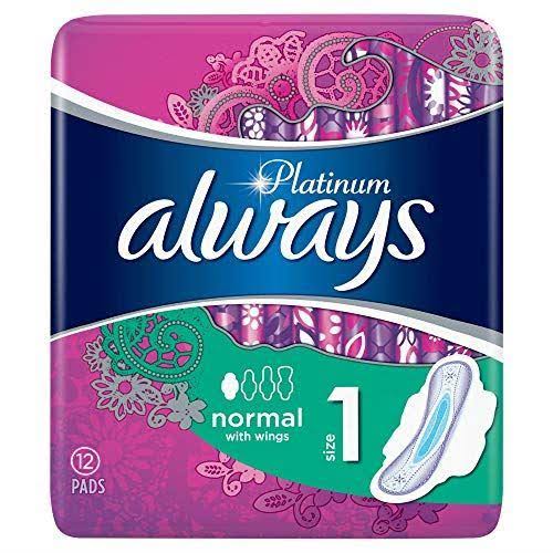 Always Platinum Normal Sanitary Napkin - with Wings, 12pcs