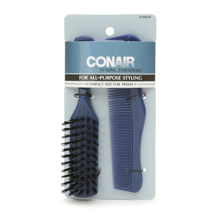 Conair Brush Styling Essentials Compact Size Brush & Comb Set
