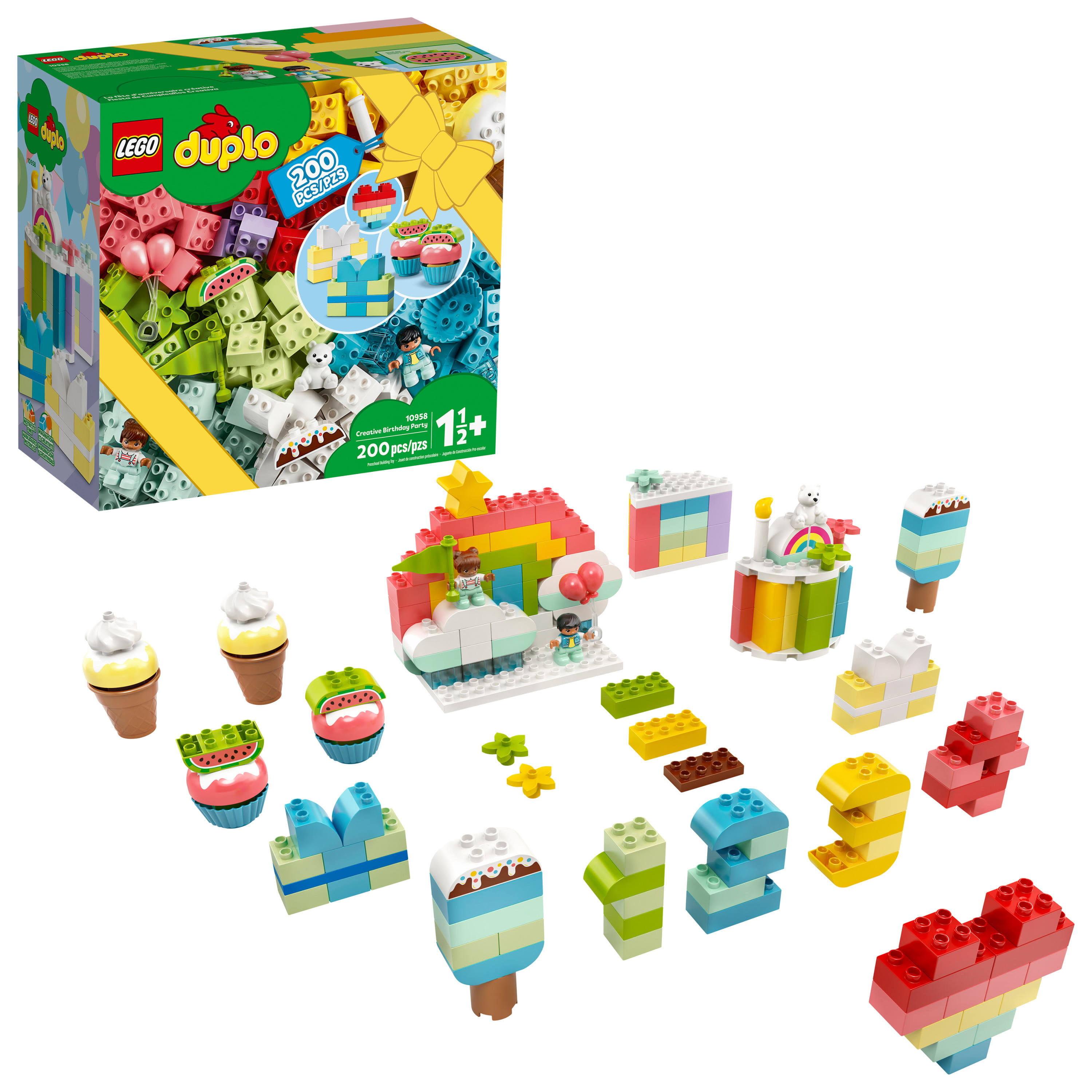 LEGO Duplo Classic Creative Birthday Party 10958 Imaginative Building Fun for Toddlers; Creative Toy Gift for Kids, New 2021 (200 Pieces)
