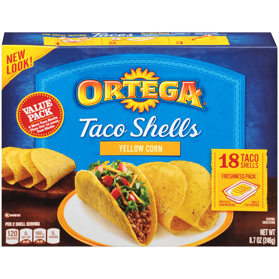 Ortega Taco Shells - Yellow Corn, 18 Taco Shell, 246g