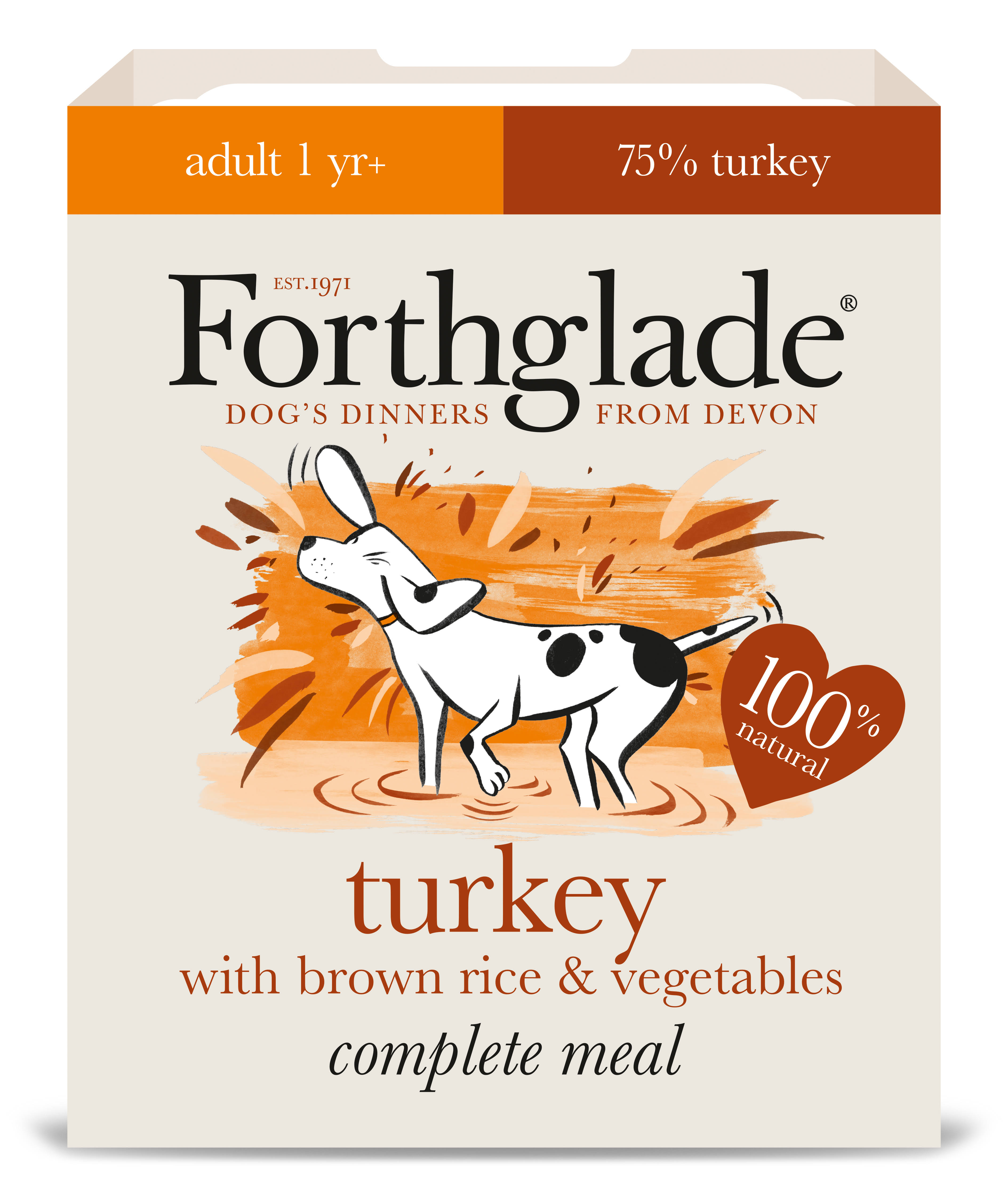 Forthglade Complete Adult Dog Food - Turkey with Brown Rice and Vegetables, 395g
