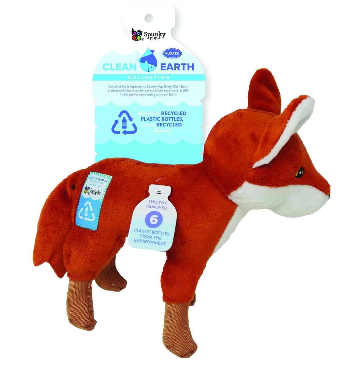 Spunky Pup Clean Earth Plush Fox Toy, Large