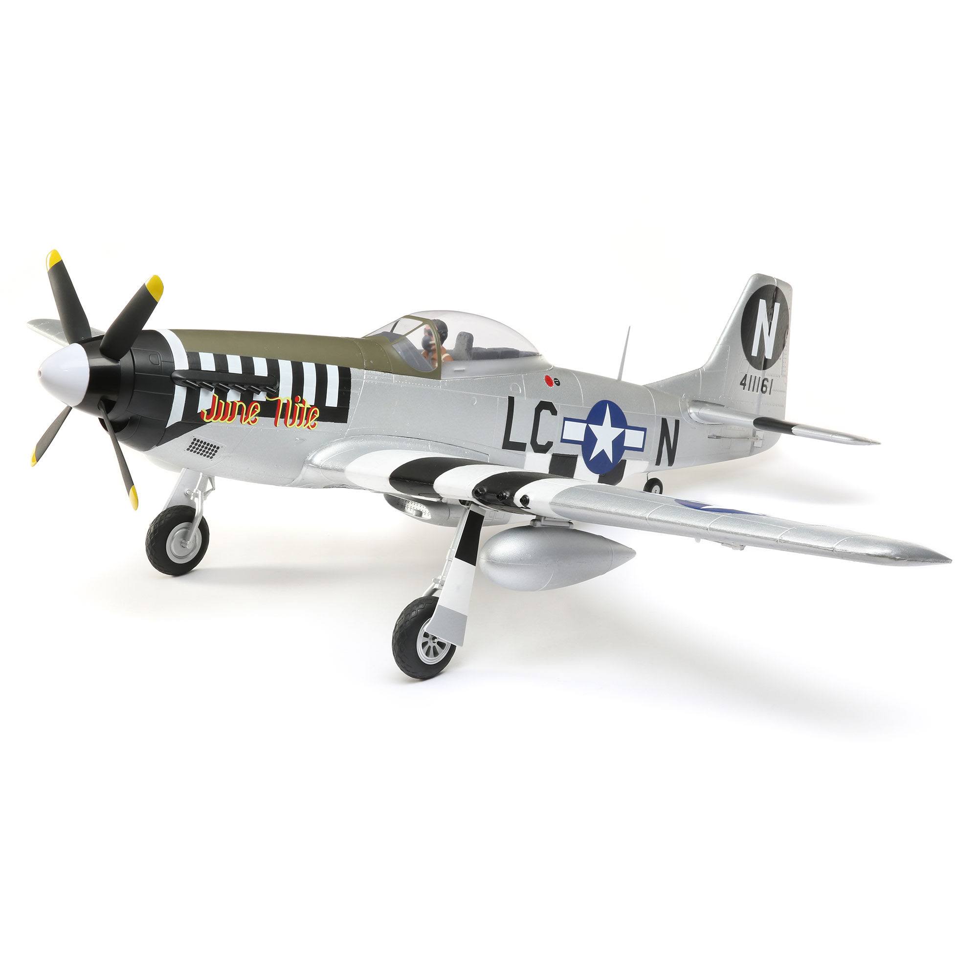 E-flite RC Airplane P-51D Mustang 1.2m BNF Basic Transmitter and Battery and Charger Not Included with AS3X and Safe Select EFL89500