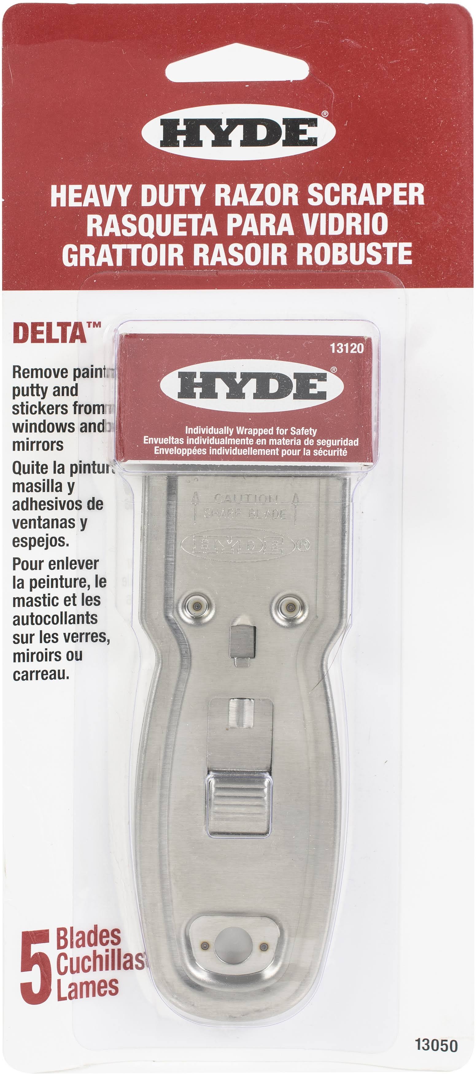 Hyde Tools Delta Heavy Duty Glass Scraper with 5 Blades