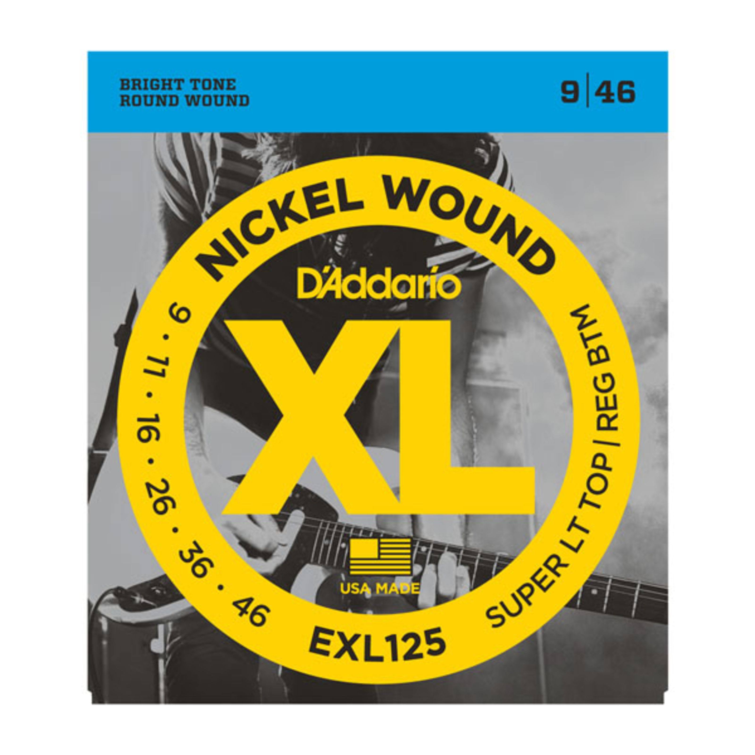 D'addario Exl125 Nickel Wound Electric Guitar Strings - Super Light Top/Regular Bottom, 9-46