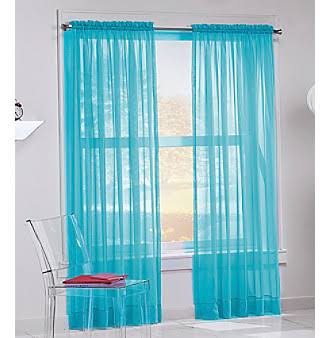NO. 918 Calypso Sheer Voile Rod Pocket Curtain Panel, Blue
