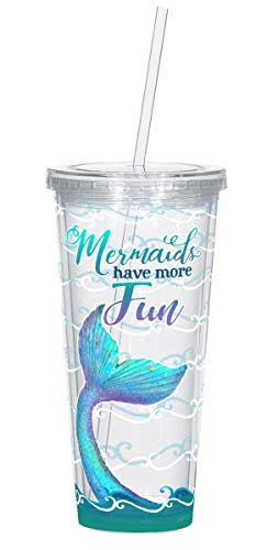 Mermaids Have More Fun Teal 20 oz Acrylic Travel Tumbler with Straw