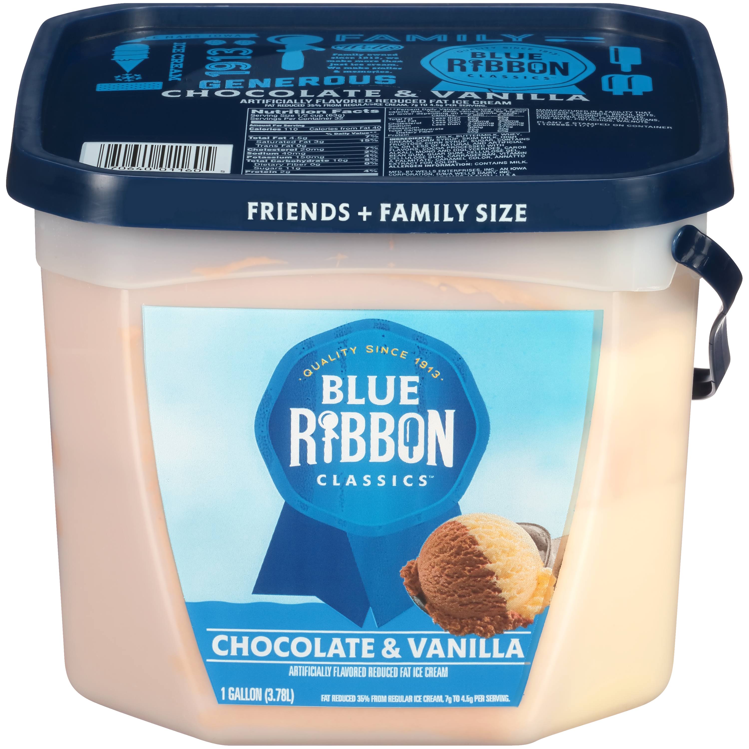 Blue Ribbon Classics Ice Cream - Chocolate Vanilla, 128oz