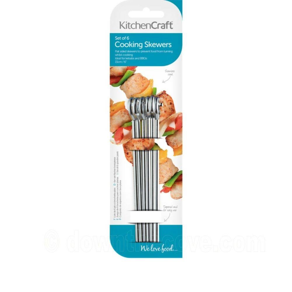Kitchen Craft Cooking Skewers - x6, 20cm, Flat Sided