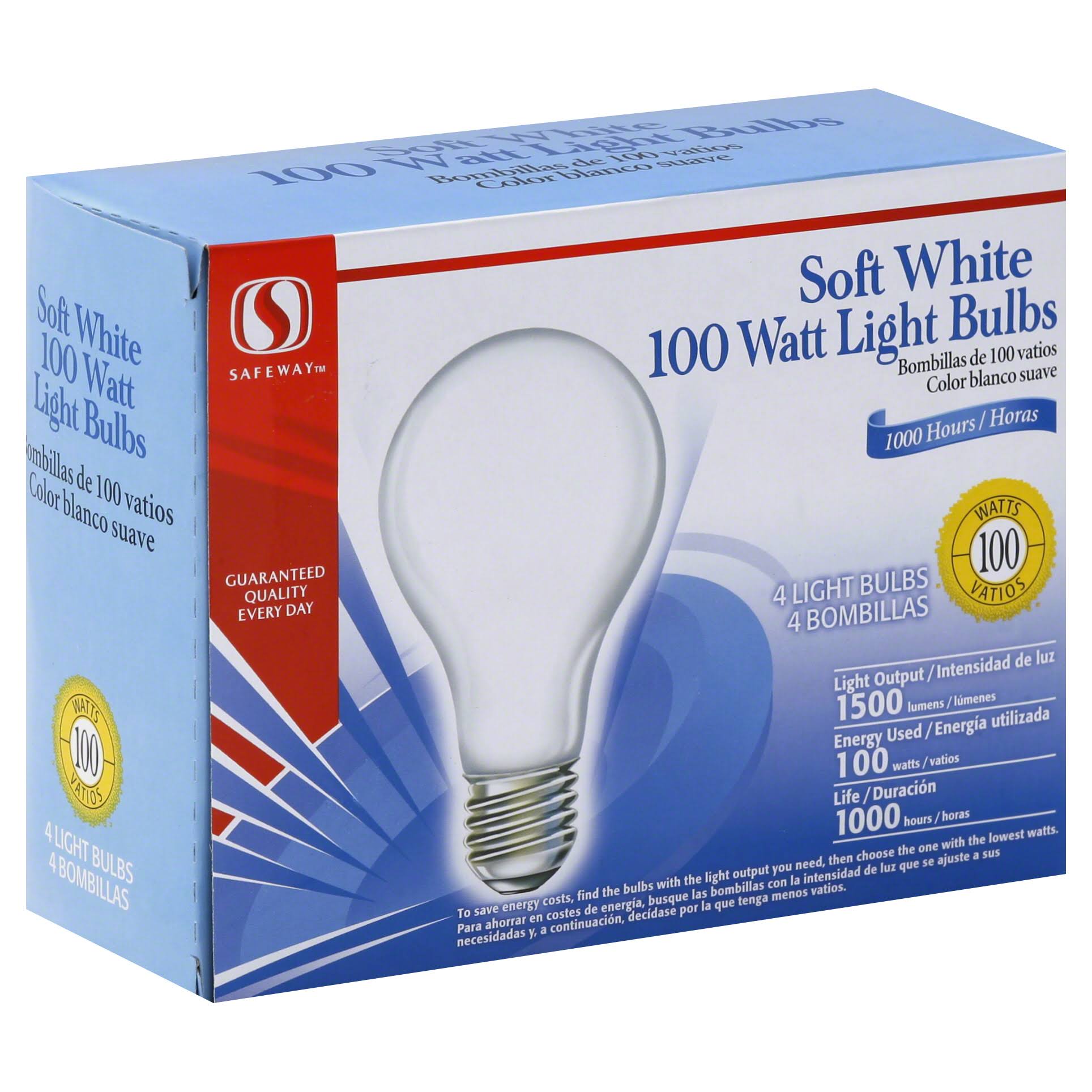 Safeway Light Bulbs, Soft White, 100 Watts - 4 bulbs