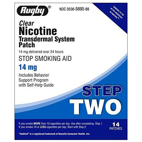Rugby Clear Nicotine Transdermal System - 14mg, Step 2, 14 Patches