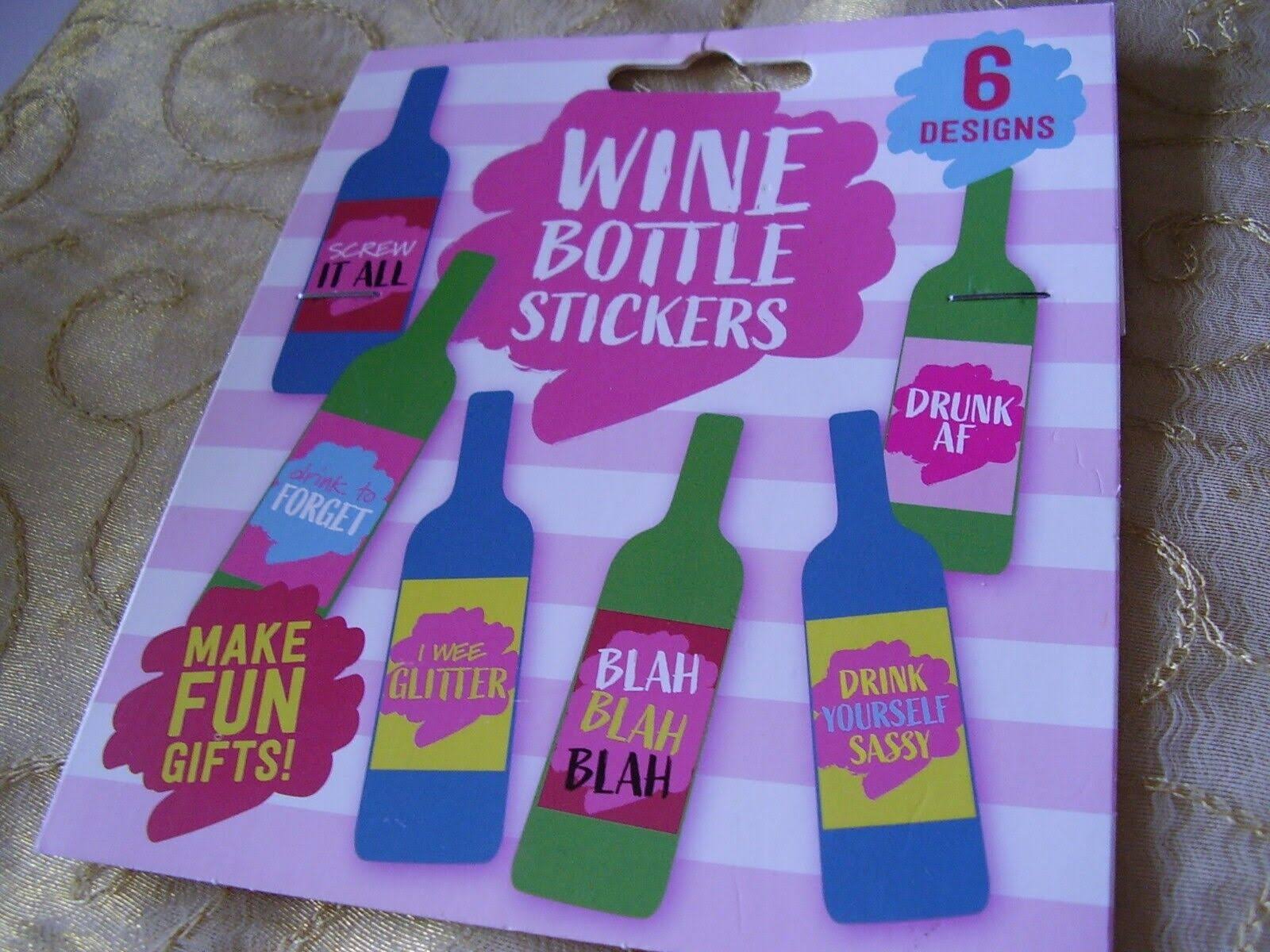 Wine Bottle Stickers ~ Make Fun Gifts ~ Pack of 6 Designs