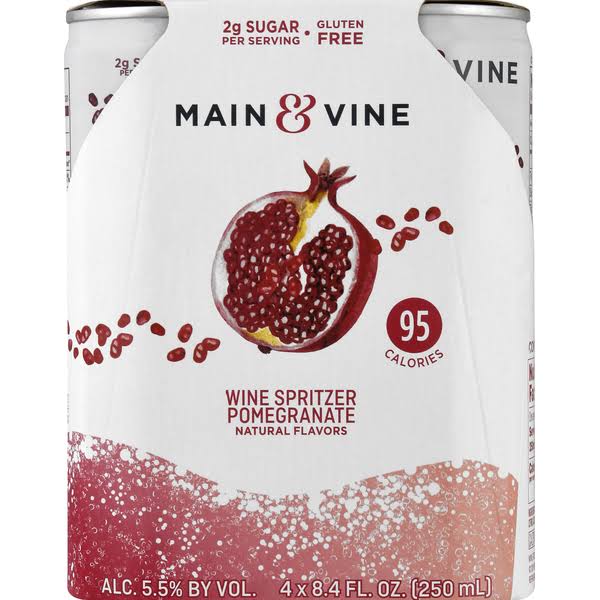 Main & Vine Wine Spritzer, Pomegranate, 4 Pack