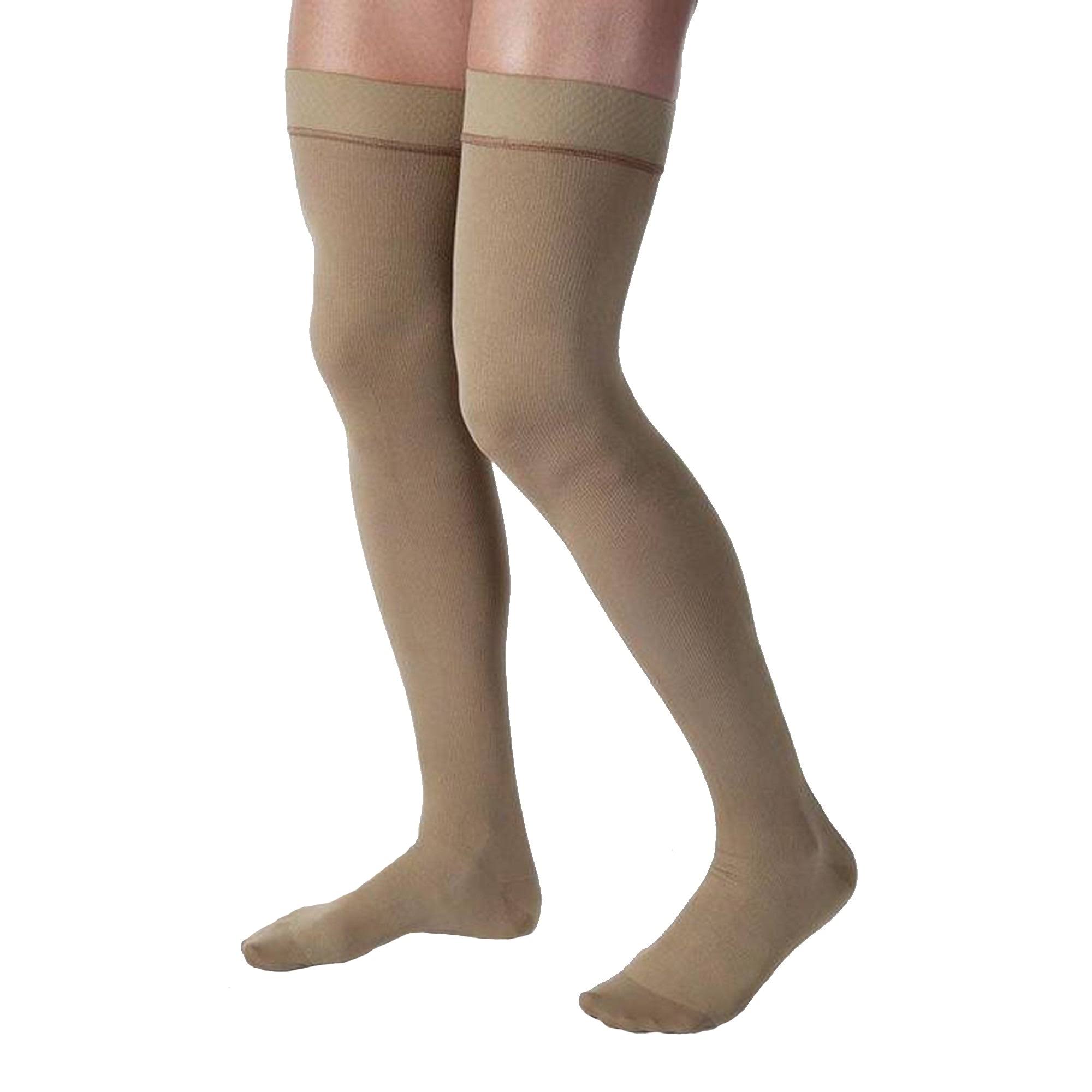 Jobst Men's Compression Closed Toe Thigh High Support Sock - Large, Khaki, 20-30mmHg