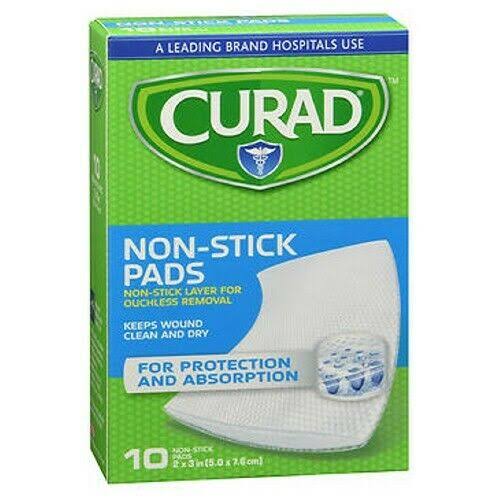 Curad Non-Stick Pads With Adhesive Tabs - 10 Sterile Pads