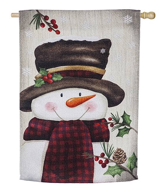 Evergreen Flag Smiling Snowman Suede House Flag House